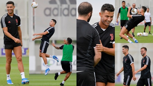 Juve, sudore e sorrisi in allenamento e Ronaldo è già in forma smagliante