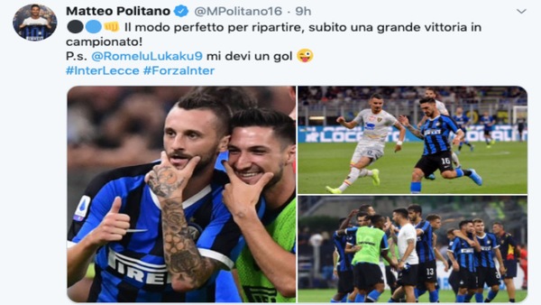 Inter, Politano scherza con Lukaku: "Mi devi un gol"