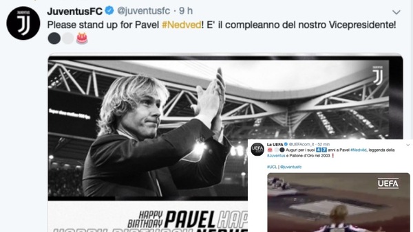 Nedved, gli auguri di Juve e Uefa per il suo compleanno