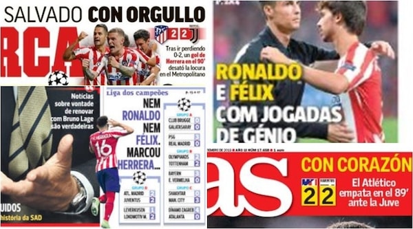 "Ronaldo e Felix, giocate geniali": Atletico-Juve vista dalla stampa estera