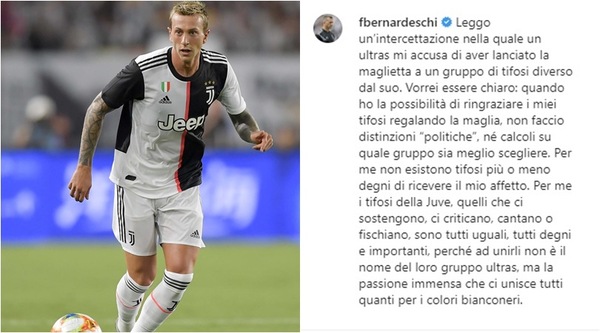 Caso ultrà, Bernardeschi: "Per me i tifosi della Juve sono tutti uguali"