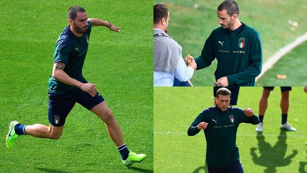 Italia, Bonucci e Bernardeschi tra scatti, slalom e autografi
