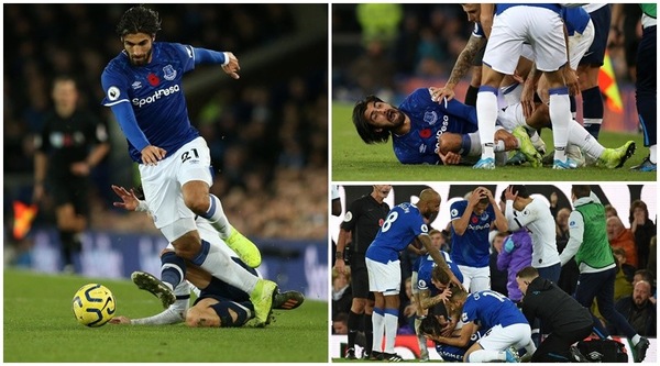 André Gomes, le immagini dell'infortunio che ha scosso il Goodison Park