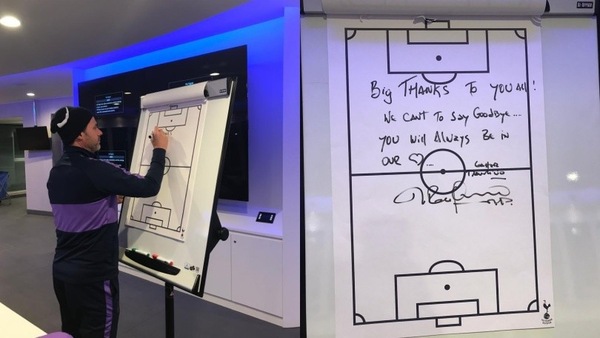 Pochettino saluta il Tottenham: ecco il messaggio sulla lavagna tattica