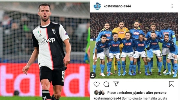 Manolas: "Spirito e mentalità, avanti Napoli". E Pjanic mette il like