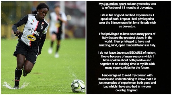 Juve, Aluko: "Non vado via a causa del razzismo. Vestire questa maglia? Un privilegio"