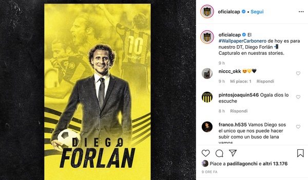 L'ex interista Forlan sulla panchina del Penarol