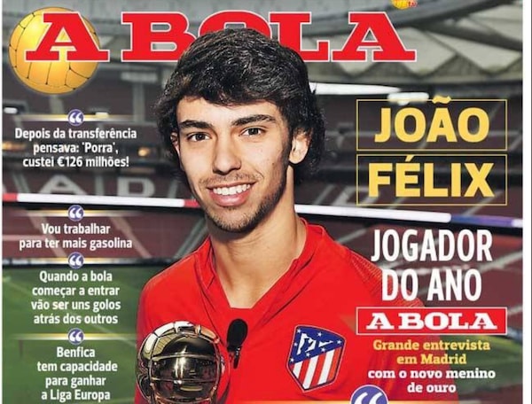 Il Portogallo elegge Joao Felix giocatore dell'anno: è il nostro Golden Boy