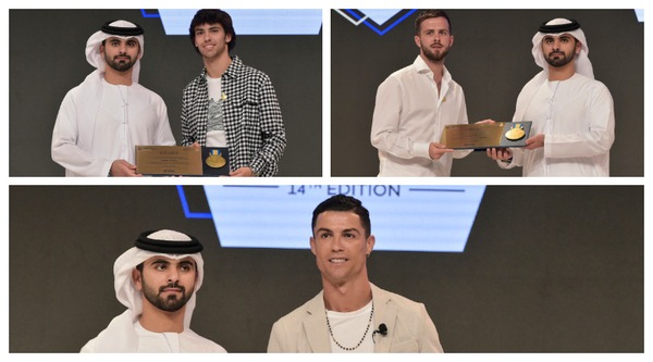 A Dubai sfilano le stelle: Cristiano Ronaldo, Pjanic e Joao Felix sul palco