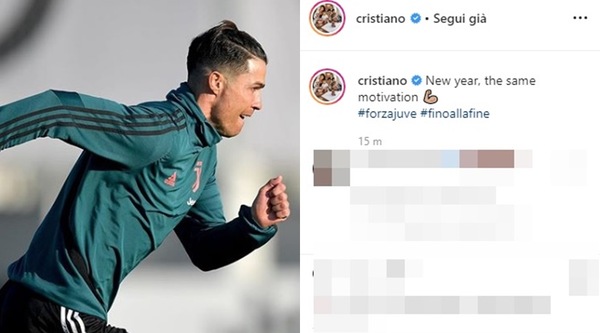 Cristiano Ronaldo carico sui social: "Nuovo anno, stessa motivazione"