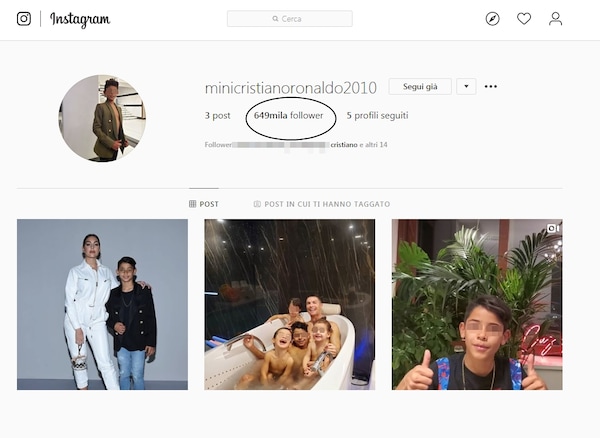 Cristiano Ronaldo Jr star su Instagram: 650 mila follower in meno di dodici ore