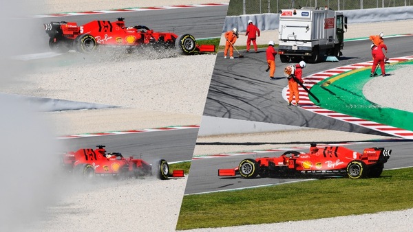 Vettel, testacoda con la Ferrari SF1000 nei test di Barcellona