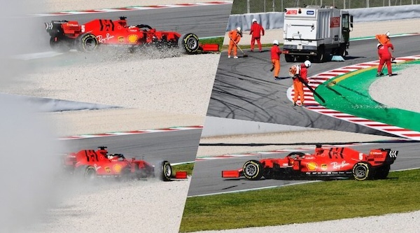 Vettel, testacoda con la Ferrari SF1000 nei test di Barcellona