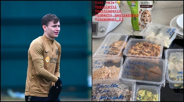 Inter, Barella in isolamento: sui social svela il "take away"