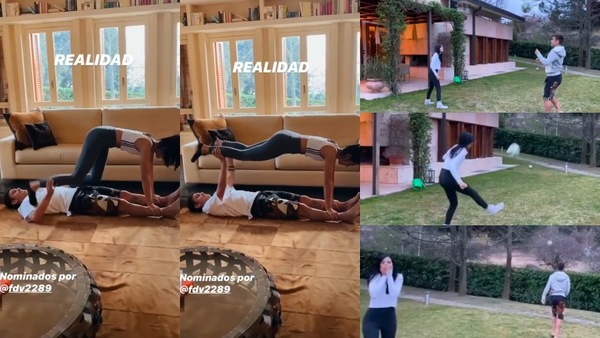 Paulo Dybala e Oriana Sabatini, allenamento in casa e palleggi in giardino