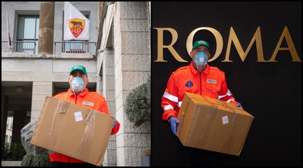 Coronavirus, la Roma consegna 13mila mascherine agli ospedali