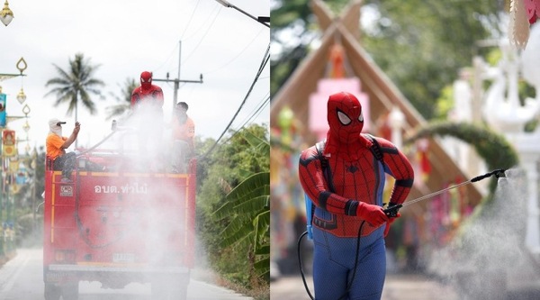 Coronavirus, pompiere della Thailandia fa sanificazione con costume di Spider-Man