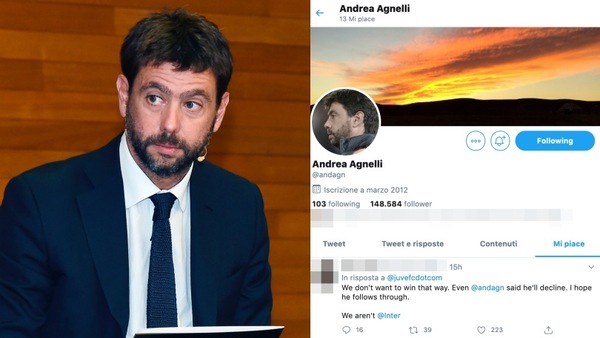“Titolo al Psg? Non vogliamo vincere in questo modo. Noi non siamo l’Inter”. E arriva il like di Agnelli a un tifoso