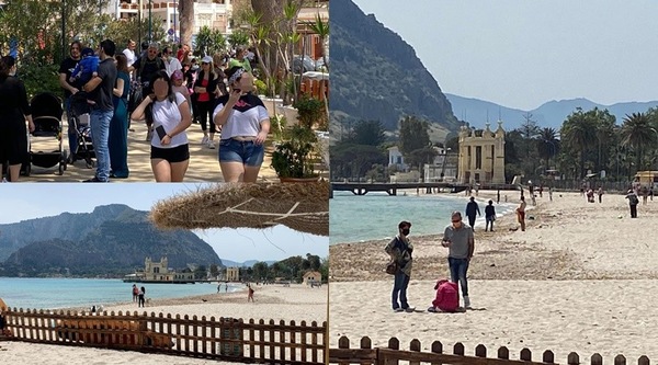 Coronavirus, a Mondello poca gente in spiaggia. Ma si riempiono i viali
