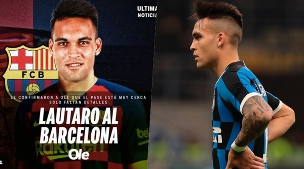 Lautaro Martinez con la maglia del Barcellona. Olé: "Il sogno sarà realtà"