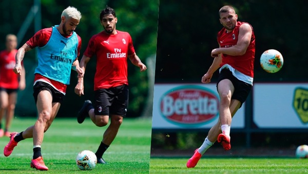 Milan, Theo Hernandez e Rebic show a Milanello