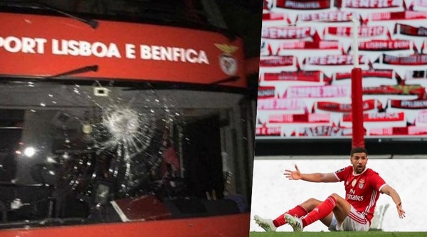Sassaiola contro il bus del Benfica: due giocatori feriti