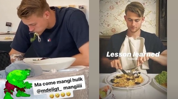 Cuadrado-De Ligt, show sui social: "Ma come mangi?". Esilarante la risposta