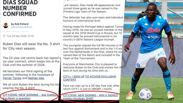 Manchester City, che gaffe: sul sito si può vincere la maglia autografata di Koulibaly!