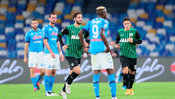 Napoli-Sassuolo 0-2, il tabellino