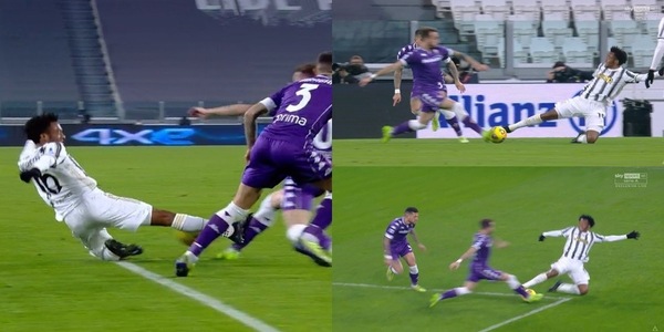 Cuadrado espulso in Juve-Fiorentina: entrataccia su Castrovilli