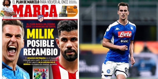 Dalla Spagna: "L'Atletico Madrid pensa a Milik per il dopo Diego Costa"