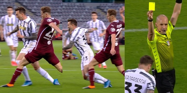 La simulazione di Bernardeschi: cade in area al 92' e viene ammonito