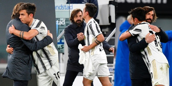 Juve, che abbraccio Dybala-Pirlo dopo il gol!