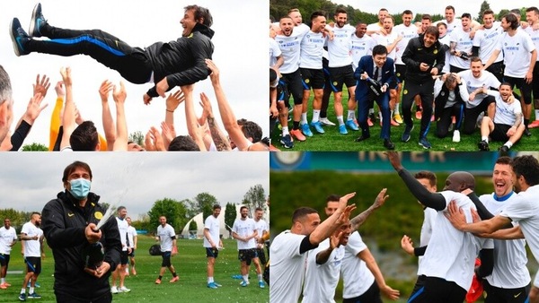 Conte vola e lancia champagne: parte la festa scudetto dell'Inter