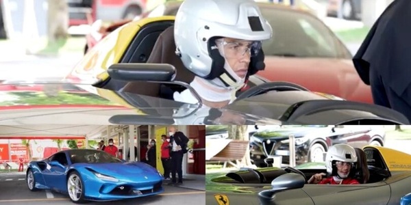 Cristiano Ronaldo, sfida in Ferrari con Leclerc e Sainz VIDEO
