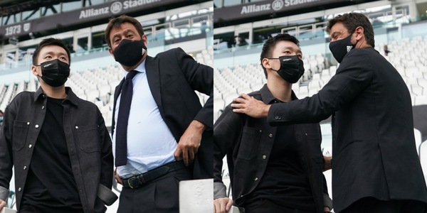 Juve-Inter, il saluto tra Agnelli e Steven Zhang