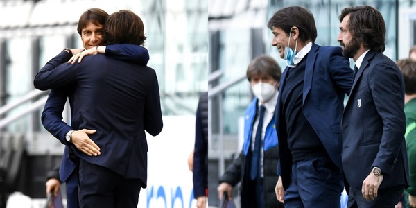 Juve-Inter, l'abbraccio tra Conte e Pirlo