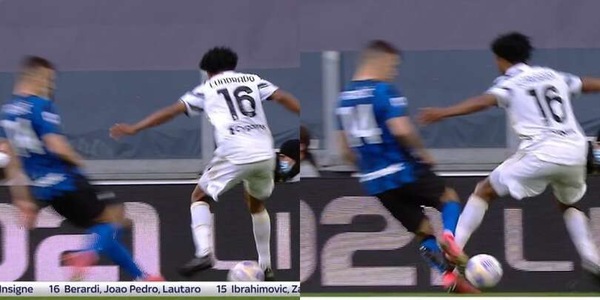 Juve-Inter, la fotosequenza del contatto Cuadrado-Perisic