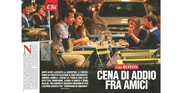 Buffon e Ilaria D'Amico: cena d'addio con Andrea Agnelli e Deniz