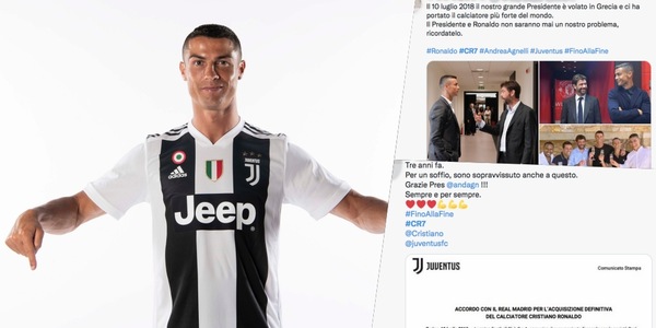 Juve, i tifosi ricordano l'arrivo di Ronaldo: "Sono già passati tre anni, come vola il tempo"