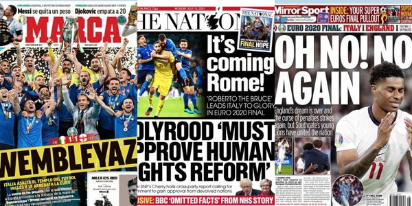 Italia campione d'Europa: la reazione della stampa inglese ed estera