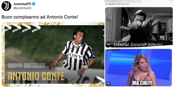 Juve, gli auguri ad Antonio Conte scatenano i tifosi