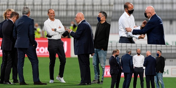 Monza-Juve, Allegri e la dirigenza a colloquio con Galliani