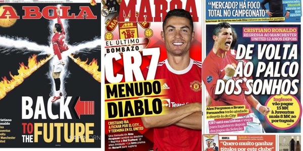 "Ritorno al futuro" di Ronaldo al Manchester United: le prime pagine