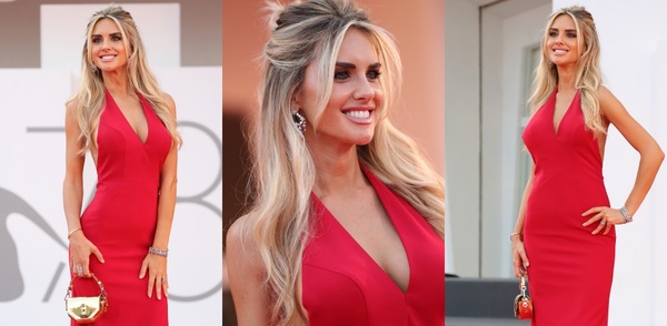 Michela Persico a Venezia: look total red per lady Rugani