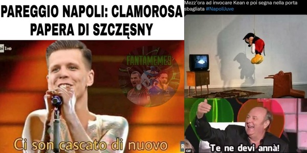 Napoli-Juve, quanti errori: Szczesny e Kean bersagli dell'ironia social