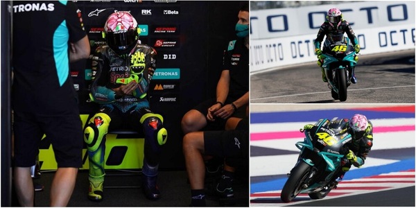 Valentino Rossi, fiocco rosa sul casco a Misano per la bimba in arrivo