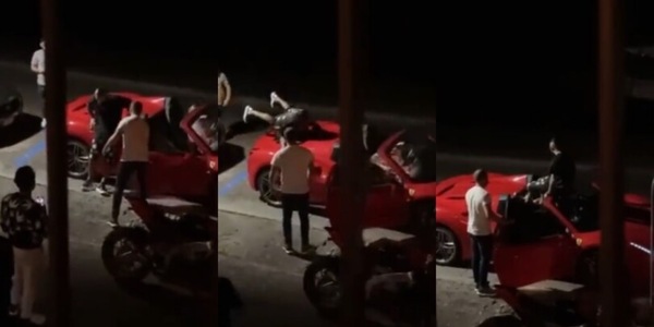 Vidal ci ricasca: finisce a gambe all'aria sul cofano della sua Ferrari VIDEO
