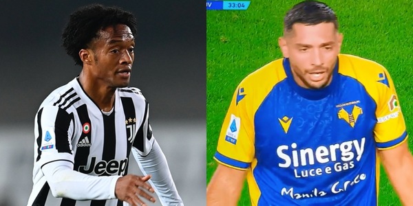 Cuadrado va a terra, Caprari lo prende in giro durante Verona-Juve