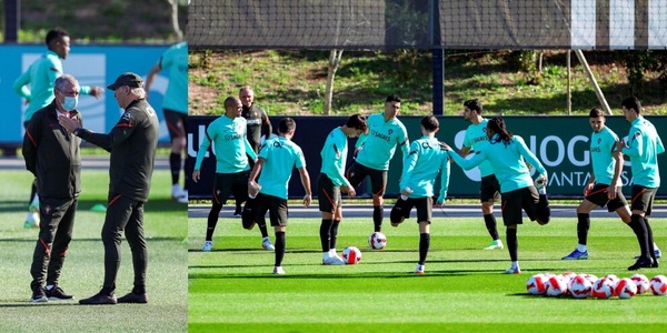 Portogallo, Ronaldo guida l'allenamento. Santos osserva